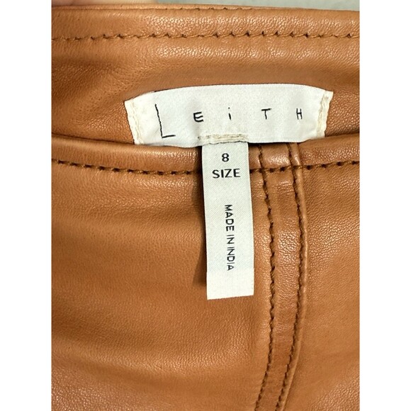 Leith Genuine Leather Soft Brown Knee-length Skirt Size 8 Western Cowboycore - Picture 8 of 13